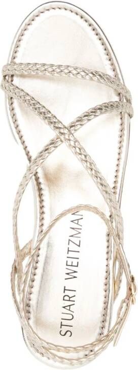 Stuart Weitzman Wovette sandalen met sleehak Goud