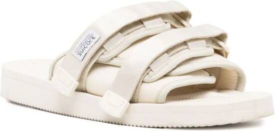 Suicoke Moto-Cab slippers met logopatch Beige