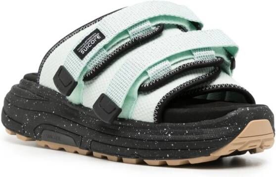 Suicoke Moto slippers met logopatch Blauw