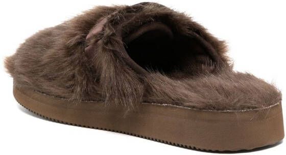 Suicoke Zavo slippers van imitatiebont Bruin