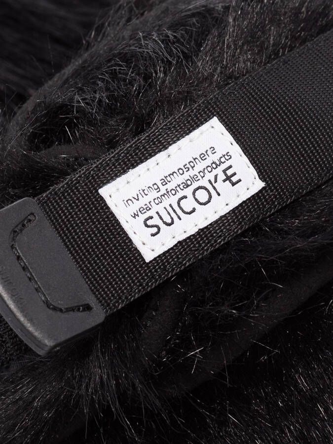 Suicoke Zavo Zeu slippers met imitatiebont Zwart