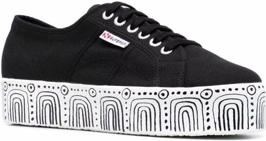 Superga Sneakers met abstracte print Zwart