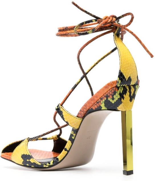 The Attico Adele sandalen met slangenhuidprint Oranje