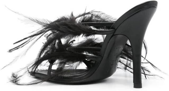 The Attico Kimi sandalen met veren detail Zwart