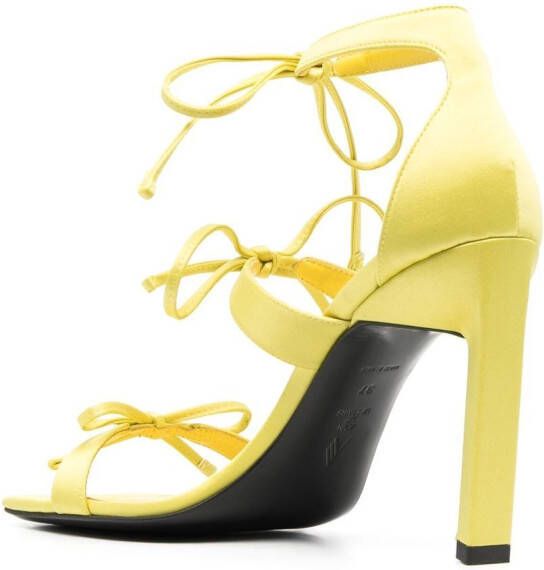 The Attico 80 mm leren sandalen met strikdetail Geel