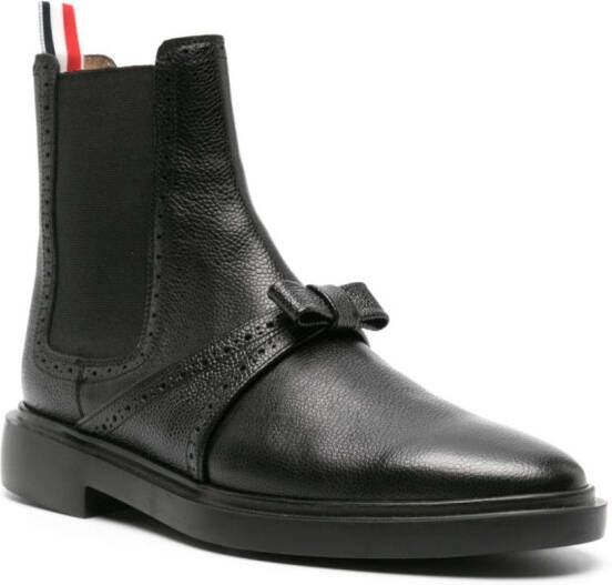 Thom Browne Chelsea leren laarzen met strikdetail Zwart