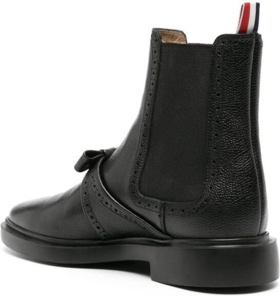 Thom Browne Chelsea leren laarzen met strikdetail Zwart