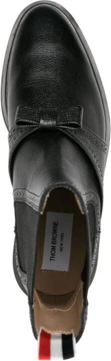 Thom Browne Chelsea leren laarzen met strikdetail Zwart
