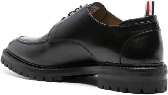 Thom Browne Leren derby schoenen met ronde neus Zwart