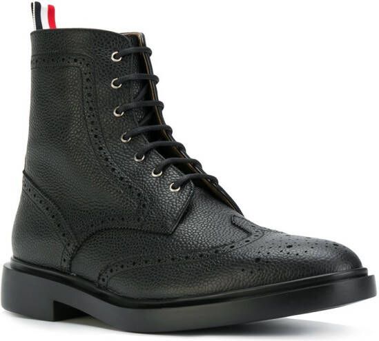 Thom Browne Wingtip brogue enkellaarzen Zwart