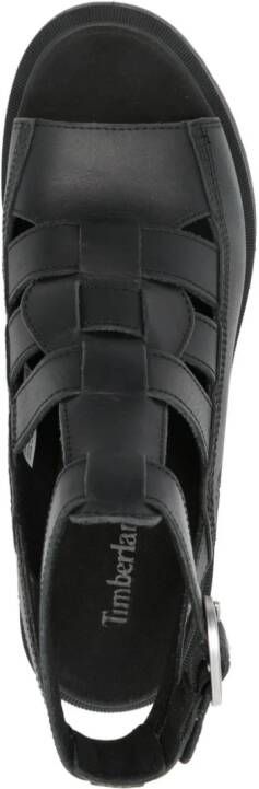 Timberland 100 mm leren sandalen met logo-reliëf Zwart