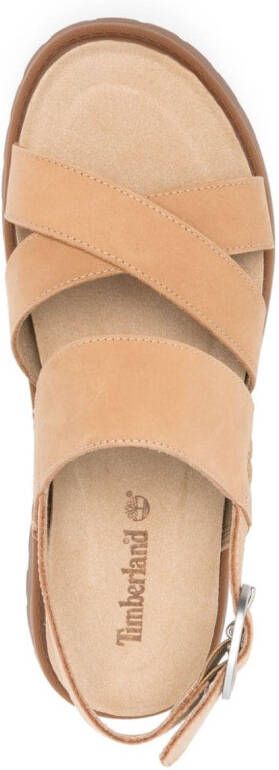 Timberland Leren sandalen met logo-reliëf Beige