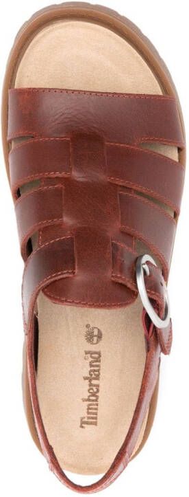 Timberland Leren sandalen met logo-reliëf Rood