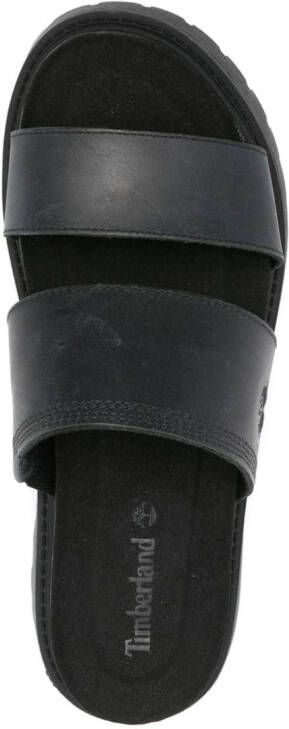 Timberland Leren sandalen met logo-reliëf Zwart