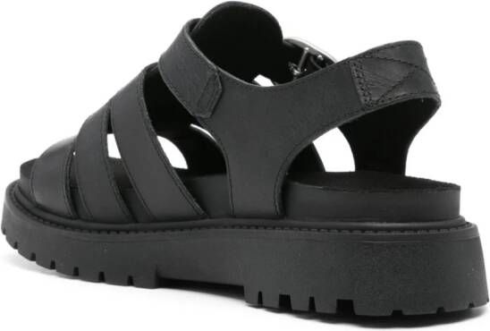 Timberland Leren sandalen met logo-reliëf Zwart