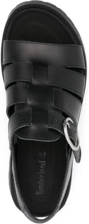 Timberland Leren sandalen met logo-reliëf Zwart