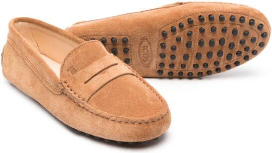 Tod's Kids Loafers met logo-reliëf Bruin