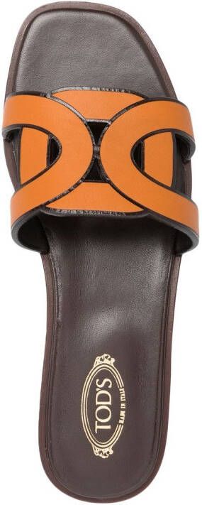 Tod's Sandalen met leren logoband Oranje