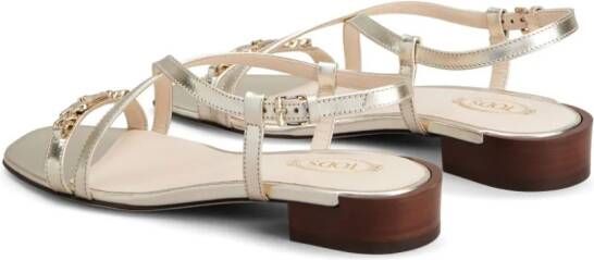 Tod's Leren sandalen met logoplakkaat Goud