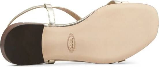 Tod's Leren sandalen met logoplakkaat Goud