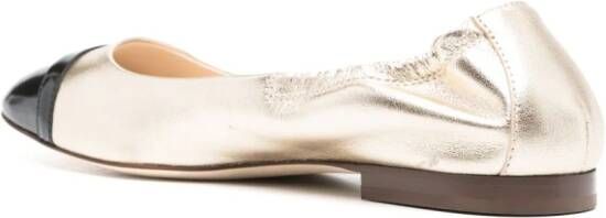 Tod's metallic-leather ballerina shoes Goud