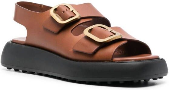 Tod's Sandalen met dubbele gesp Bruin