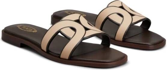 Tod's Sandalen met leren logoband Bruin