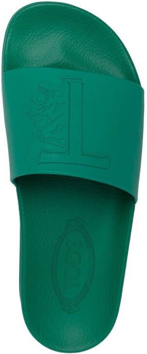 Tod's Slippers met logo-reliëf Groen