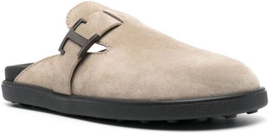 Tod's T Timeless suède slippers Beige