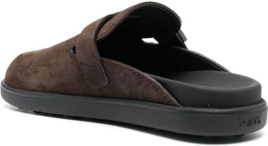 Tod's T Timeless suède slippers Bruin