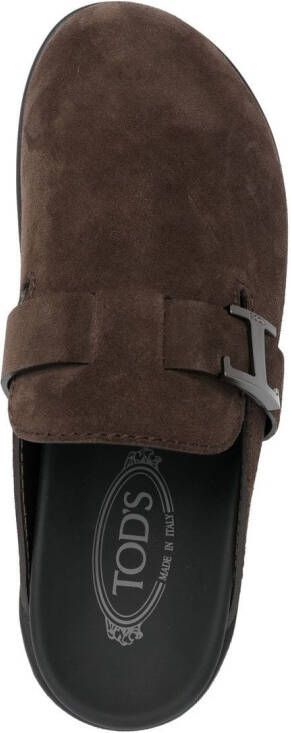 Tod's T Timeless suède slippers Bruin