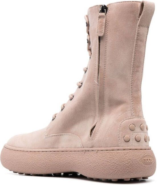 Tod's WG lace-up suede ankle boots Beige