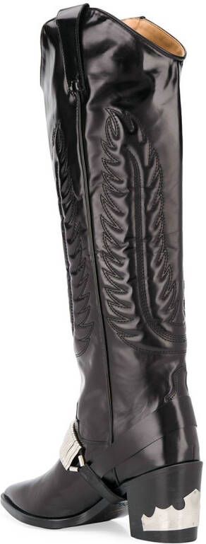 Toga Pulla Kniehoge cowboylaarzen Zwart