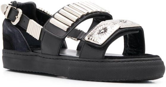 Toga Pulla Sandalen met reliëf bandjes Zwart