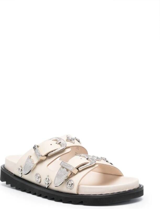 Toga Pulla Slippers verfraaid met studs Beige