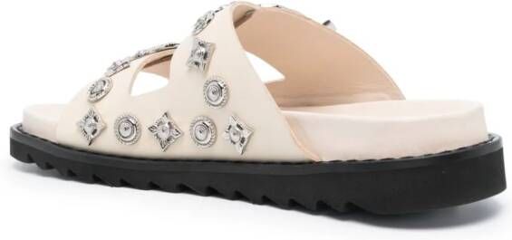 Toga Pulla Slippers verfraaid met studs Beige