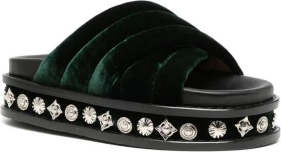 Toga Slippers verfraaid met studs Groen
