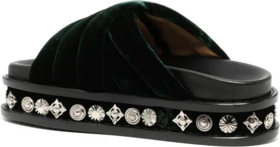 Toga Slippers verfraaid met studs Groen