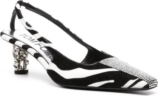 TOM FORD Slingback pumps met zebraprint Zwart