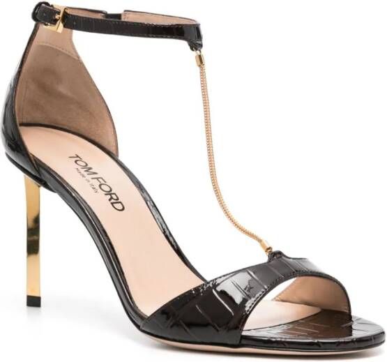 TOM FORD 85 mm sandalen verfraaid met ketting Bruin