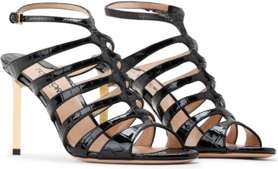 TOM FORD 85 mm sandalen met krokodillen-reliëf Zwart