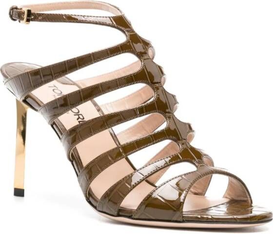 TOM FORD Cage leren sandalen 95 mm Groen