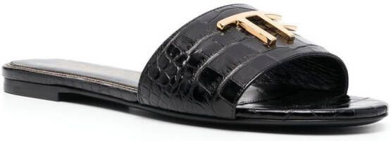 TOM FORD Sandalen met krokodillenleer-effect Zwart