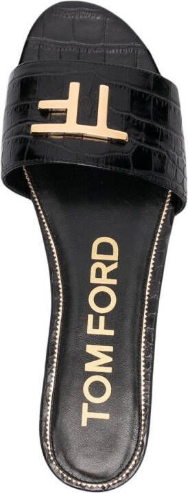 TOM FORD Sandalen met krokodillenleer-effect Zwart