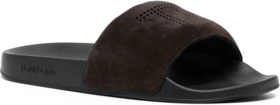 TOM FORD Suède slippers Bruin