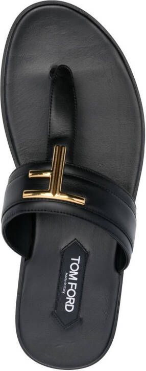 TOM FORD Teenslippers met logoplakkaat Zwart