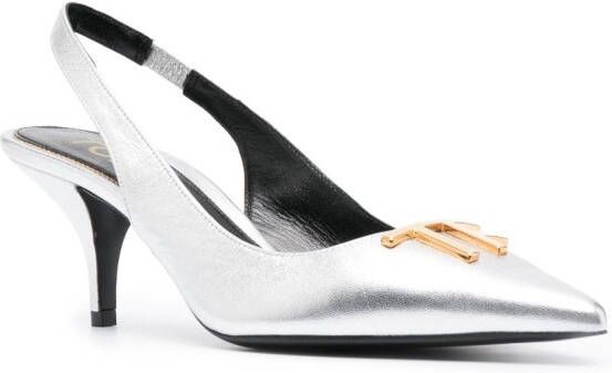 TOM FORD Slingback pumps met logoplakkaat Zilver