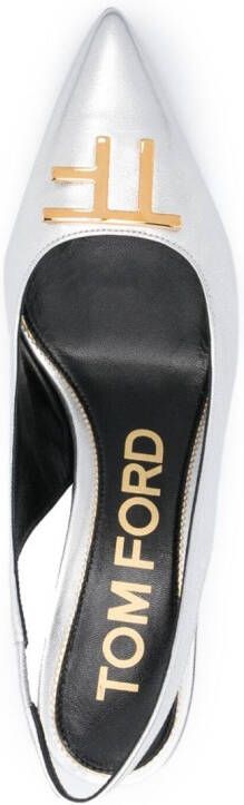 TOM FORD Slingback pumps met logoplakkaat Zilver