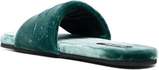 TOM FORD Fluwelen slippers met monogram Groen