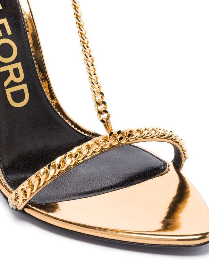 TOM FORD Stiletto sandalen met schakelketting Goud